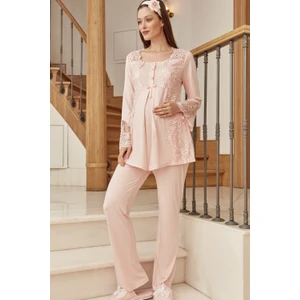 By Mecit Pijama 5015 Pudra Lohusa Pijama Takımı