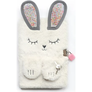 Kilitli Rabbit Peluş Çizgili Defter A5