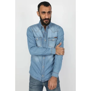 Soldurma Kot Gömlek Açık Mavi
