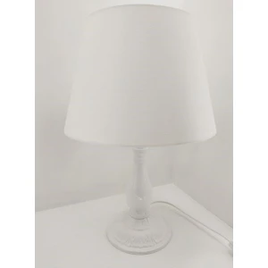 Beyaz Rustik Klasik Metal Ayaklı  30'luk Şapkalı   Abajur Masa Lambası