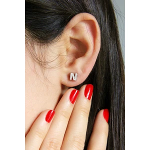 Argentum Concept N Harfi Çivili Gümüş Tek Küpe K078101