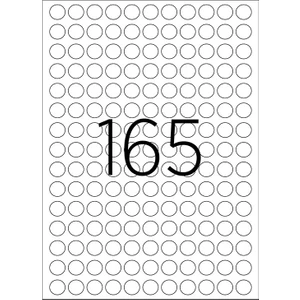 Lazer Nokta Etiket Beyaz Yuvarlak  3 TABAKA15 mm A4 165'LI