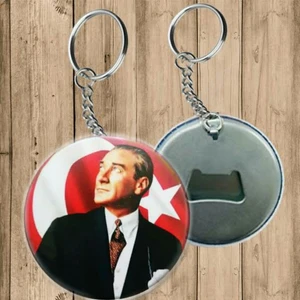 Özcan Tasarım Atatürk ve Bayrak Model Anahtarlık - Açacaklı Anahtarlık