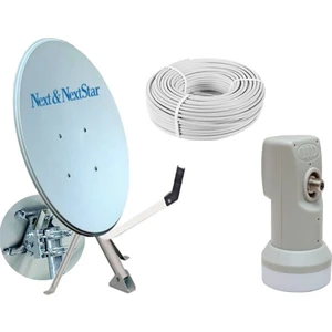 80 cm Next Nextstar Ofset Çanak Anten Full Set+Tekli Lnb+ 25 mt Anten Kablosu 150020