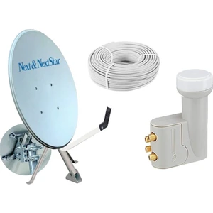 80 cm Next Nextstar Ofset Çanak Anten Full Set+Dörtlü Lnb+ 25 mt Anten Kablosu  150022