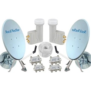 Nextstar 80 cm Çift Çanak Anten Seti Dörtlü Lnb + Kablo + Dayzek + Dübel   150025
