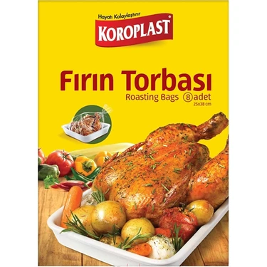 Koroplast Fırın Torbası 8'li 25x38 cm, Yanmaz Yapışmaz 220 C° Yüksek Isıya Dayanıklı Hazır Fırın