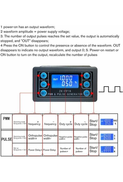 Alfa ZK-PP1K Çift Modlu LCD Pwm Sinyal Jeneratörü 1Hz-150Khz Pwm ve Pulse Darbe Modu