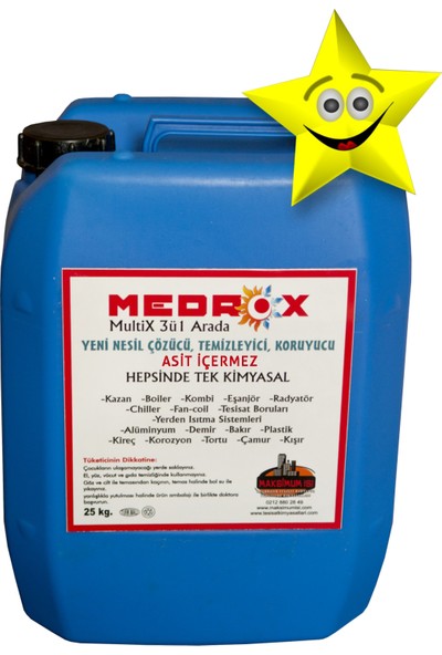 Medrox Stop Sistem Temizleme Koruma Kimyasalı (Asit Içermez) Kombi Tesisat Radyatörlerdeki Kireci Tortuyu Temizler) 25 kg