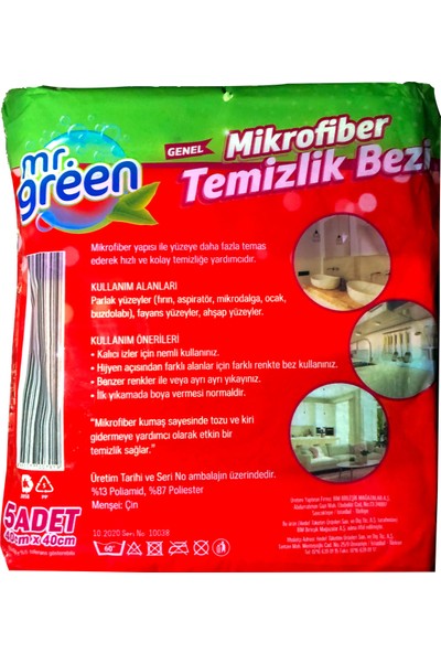 Mr. Green Mr.green Mikrofiber Temizlik Bezi 5 Li 40X40CM