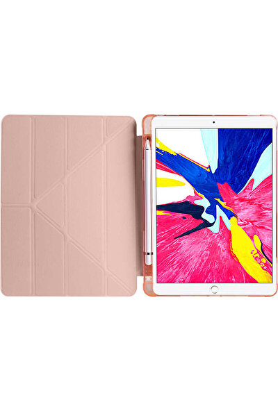 Ceplab Apple iPad 10.2" 8. Nesil Kılıf Kalem Bölmeli Silikon Smart Cover Lacivert