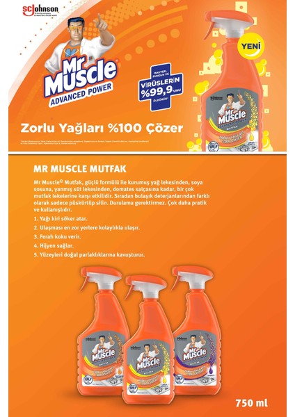 Mr Muscle Virüslere Karşı %99,9 Etkili Mutfak ve Banyo Temizlik Seti