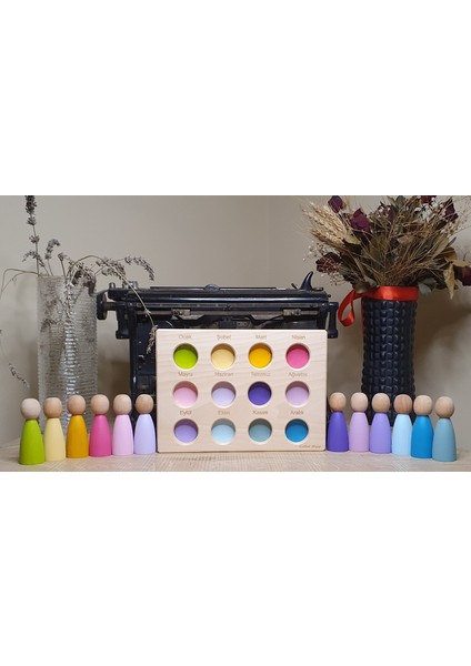 Peg Bebekler Için Tabla Aylar ve 12LI Pegler Pastel Tonlar modelleri