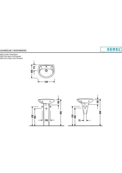 40X50 cm Lavabo (Batarya Delikli) 2841TDS110H