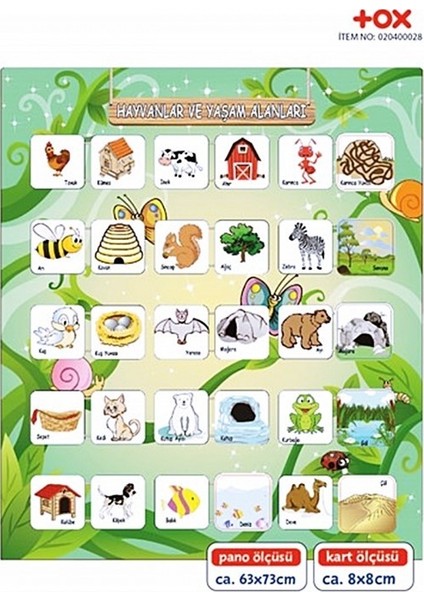 Hayvanlar ve Yaşam Alanları Eğitici Pano