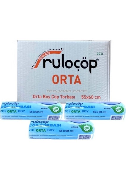 Orta Boy Çöp Torbası 55X60 Mavi 50 Rulo