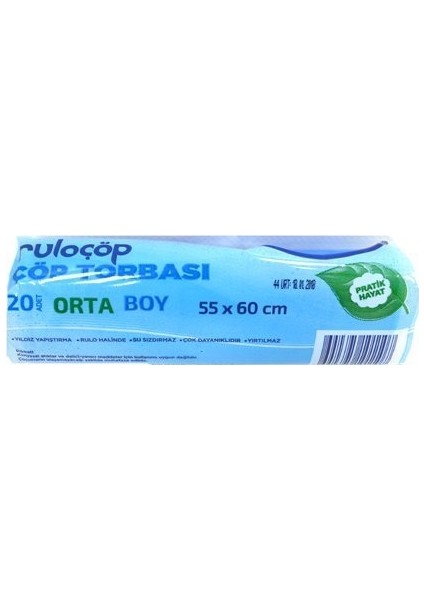 Orta Boy Çöp Torbası 55X60 Mavi 50 Rulo
