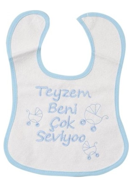 Teyzem  Beni Çok Seviyoo Yazılı Mama Önlüğü Mavi