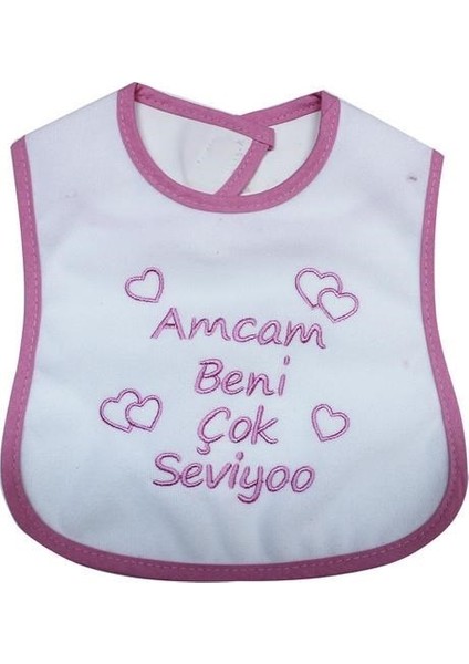 Amcam Beni Çok Seviyoo Yazılı Mama Önlüğü Pembe