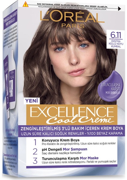 L'Oréal Paris L’Oréal Paris Excellence Cool Creme SaçBoyası – 6.11 Ekstra Küllü Koyu Kumral