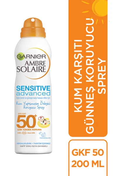 Garnier Ambre Solaire Resisto Kum Yapışmasını Önleyici Güneş Koruyucu Sprey Gkf 50+  200Ml