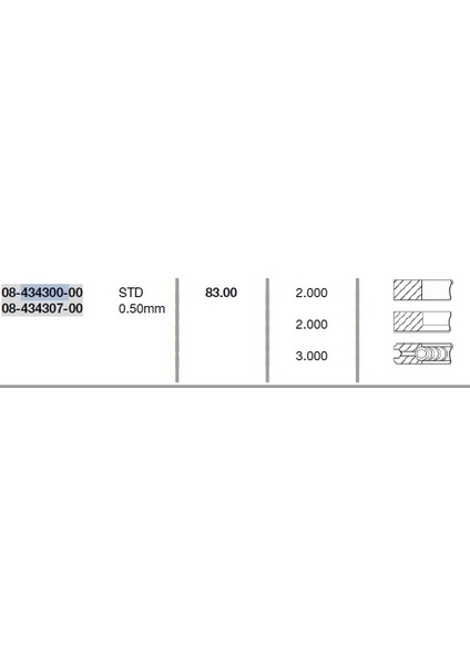 Segman VW8300B-0.50(06-891707-90) - CAP 83,5 2*2*3 - Audi - A4 2.7/3,0 TDI 2005-2009, A6 2.7/3,0 TDI 2004-2011,Q7 3.0 TDI 2006-2010, TOUAREG 3.0 V6 TDI 2004-2010