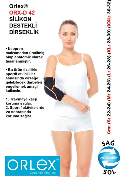 Orlex® Orx-D 42 Silikon Destekli Dirseklik (Sportif Aktivitelerde ve Sonrasında Koruma Sağlar.)