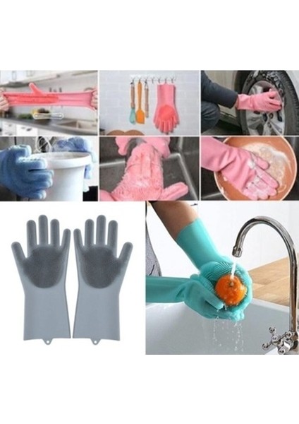 Magic Gloves Sihirli Bulaşık Eldiveni Mutfak Banyo Temizleme Fırçası Oto Ev Iş Pratik fiyatları