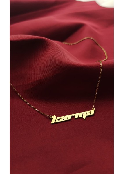 Karma Yazılı 925 Ayar Gümüş Altın Kaplama Kolye