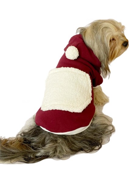 Cream Bordo Kapşonlu Sweat By Kemique Köpek Kazağı