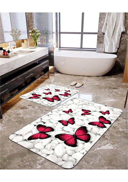 Kelebekli 2'li Banyo Paspas Seti TLAHMP-061