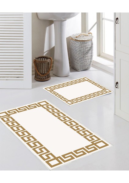 Klasik Desenli 2'li Banyo Paspas Seti TLAHMP-007