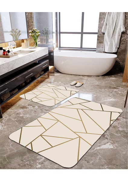 Geometrik Desenli 2'li Banyo Paspas Seti TLAHMP-013