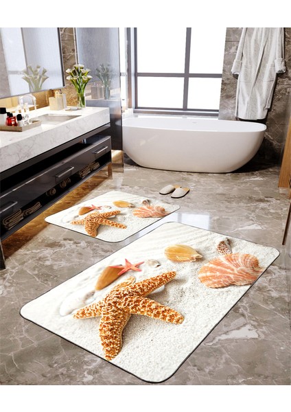 Kumsal Desenli 2'li Banyo Paspas Seti TLAHMP-028