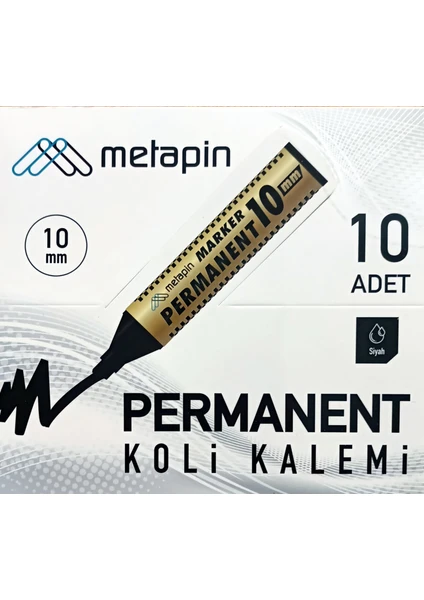 Tardu İthalat Metapin Koli Kalemi 10 mm  10'lu - Siyah