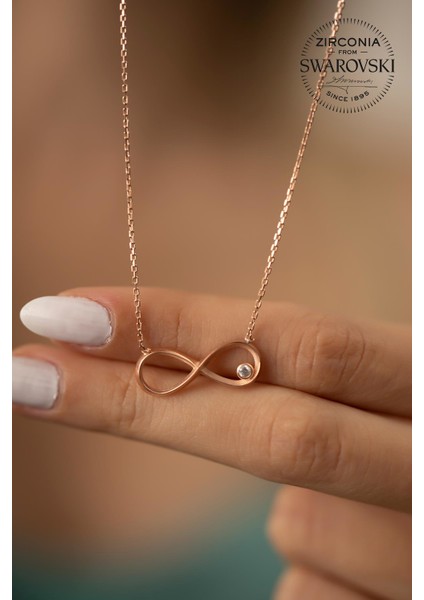 Swarovski Taşlı Sonsuzluk Model Rose Kaplama Gümüş Kolye fiyatları
