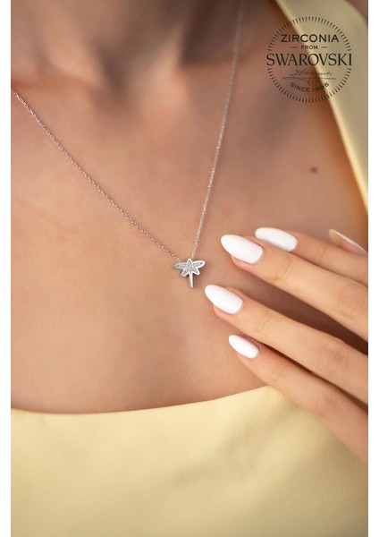 Taşlı Yusufçuk Model Gümüş Kolye