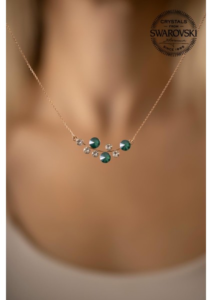 Swarovski Taşlı Yaprak Model Rose Kaplama Gümüş Kolye fiyatları