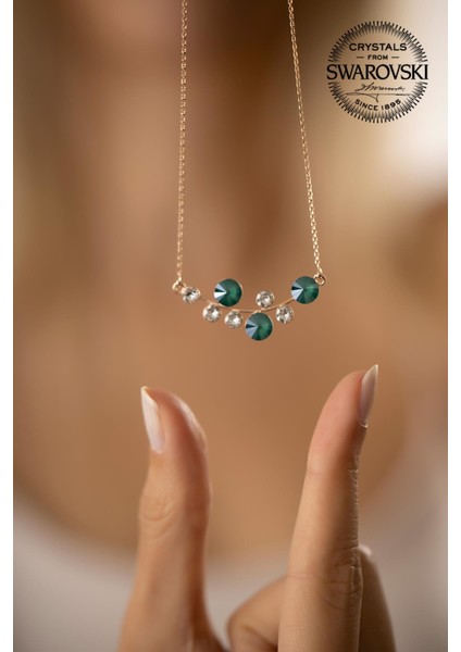 Swarovski Taşlı Yaprak Model Rose Kaplama Gümüş Kolye fırsatları