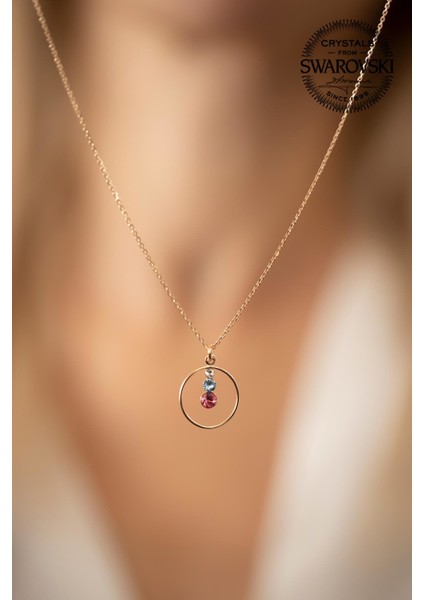 Taşlı Mix Üçtaşlı Halka Model Rose Kaplama Gümüş Kolye fırsatları