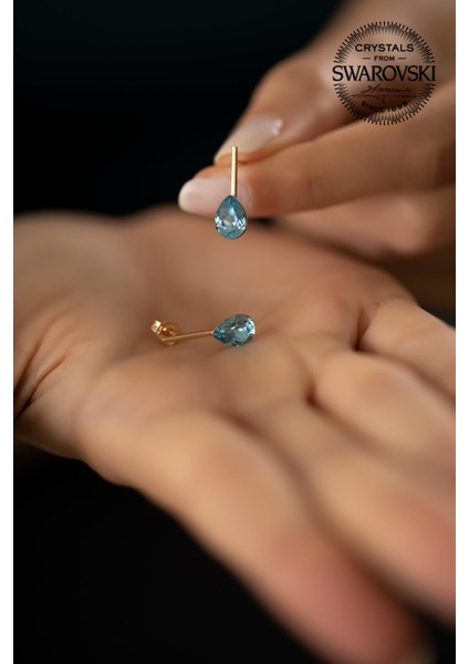 Swarovski Taşlı Damla Model Rose Kaplama Gümüş Küpe fırsatları