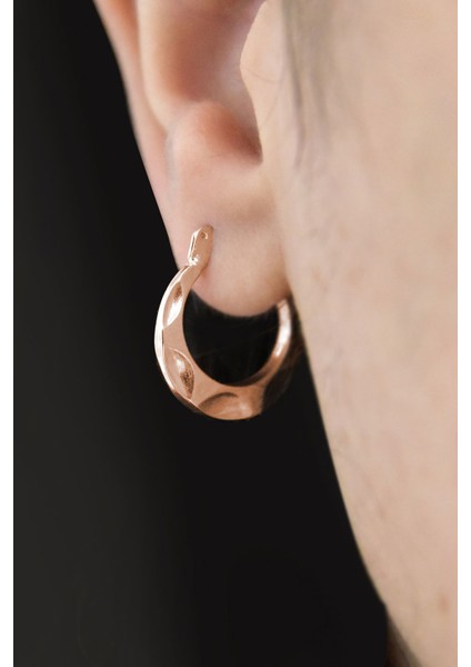 925 Ayar Gümüş Rose Kaplama Soyut Halka Küpe