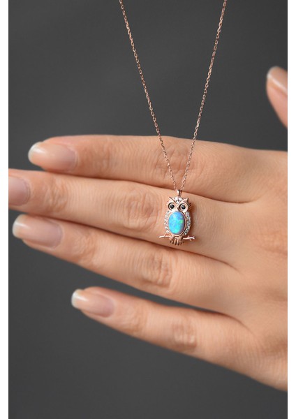 925 Ayar Gümüş Opal Taşlı Baykuş Kolye fiyatları