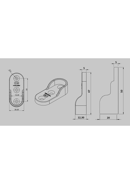 Metali Oval Şeffaf Flanş Kırılmaz 10'lu