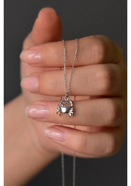 925 Ayar Gümüş Rodyum Kaplama Yengeç Kolye