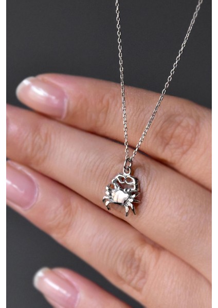 925 Ayar Gümüş Rodyum Kaplama Yengeç Kolye fiyatları