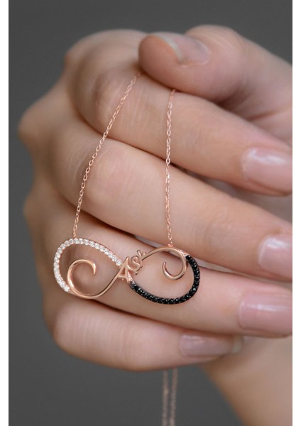 925 Ayar Gümüş Rose Kaplama Sonsuzluk Aşk Kolye