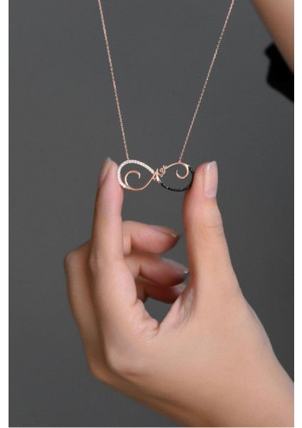 925 Ayar Gümüş Rose Kaplama Sonsuzluk Aşk Kolye fiyatları