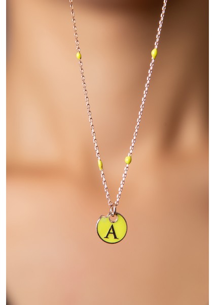 925 Ayar Mineli A Harfi Gümüş Kolye