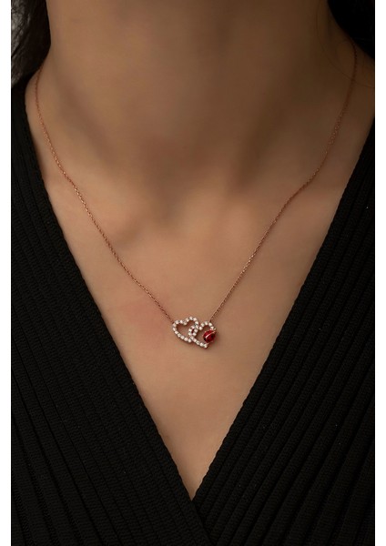 925 Ayar Uğur Böcekli Gümüş Kalp Kolye